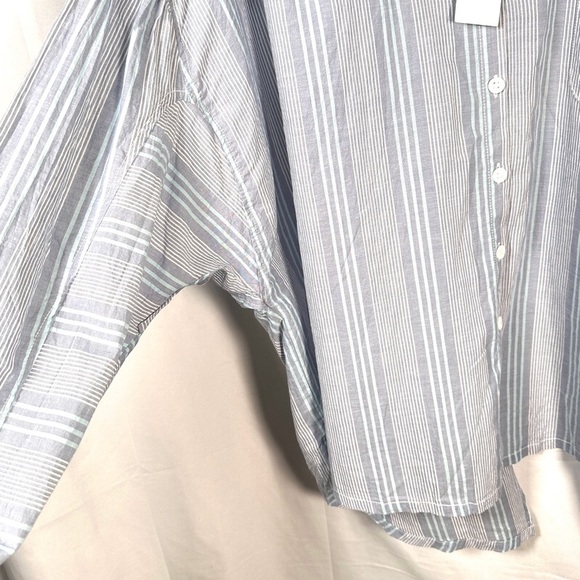 BDG Urban Outfitters Striped Cotton Oversized Open Back Coastal Grandma Shirt M - Picture 4 of 13